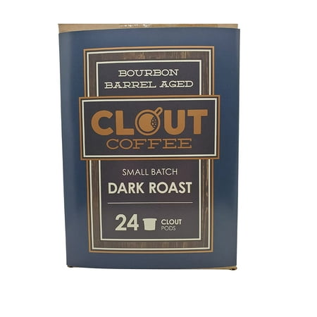 Clout Coffee Bourbon Barrel Aged Coffee, Dark Roast, K-Cup Compatible Pods, 24 Count - Single Origin Colombian Beans, Aged In Fresh Dumped Barrels, Single Serve Coffee Pods for Keurig K-Cup Brewers