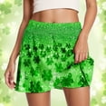 thumbnail image 2 of XIAONU Glitter Print Skort for Women Shamrock Sparkle High Waist Flared Skort St Patricks Day Casual Party Skort, 2 of 7