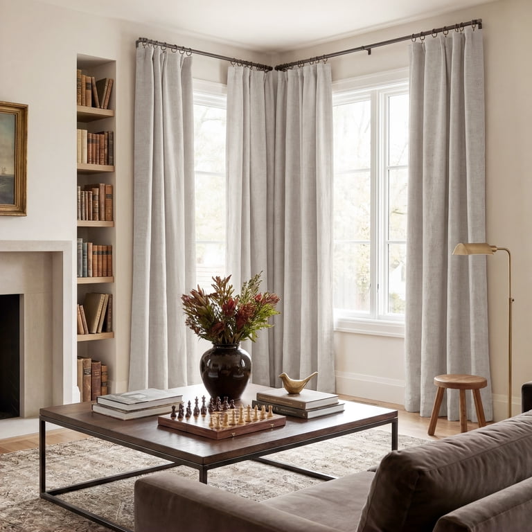 NICETOWN 100% Blackout Linen Textured Curtains, Beige photo 7