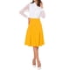 thumbnail image 2 of Falda midi acampanada de mujer INSPIRE CHIC, sólida, vintage, con cintura alta elástica y decoración de botones, color amarillo, 2 of 5