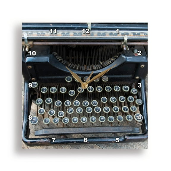 3dRose, Vintage type writer, Brooklyn, New York, Usa. Williamsburg, 10x10 Wall Clock