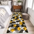 thumbnail image 3 of Yellow Black Wavy Runner Rugs 2x6 ft Medieval Abstract White Grey Yellow Black Texture Washable Hallway Rugs Non-Slip Floor Mats Absorbent Carpet Bedside Runners for Bedroom Kitchen Bathroom Laundry, 3 of 9