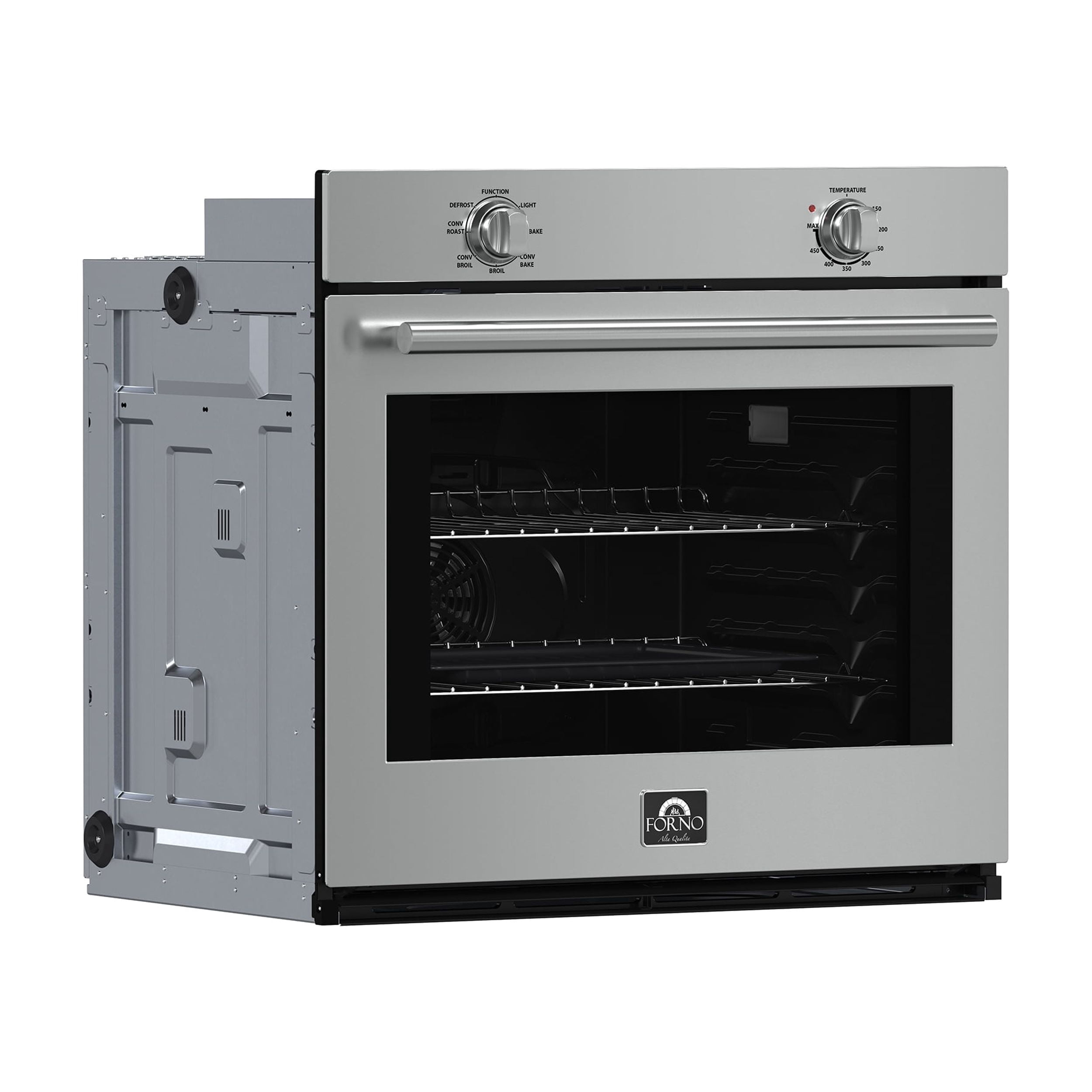 Forno Vomero 30-Inch Wall Oven, Stainless Steel, 5 cu.ft Capacity, 3550 Watts Convection, Mechanical Controls, Self-Cleaning Function