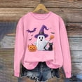 thumbnail image 3 of Floleo Women's Round Neck Sweatshirt Pattern Patrick's Day Halloween Printed Long Sleeved Top Sweatshirts Fall Winter Fashion Comfortable Fitted Casual Blouse(Pink,M), 3 of 4