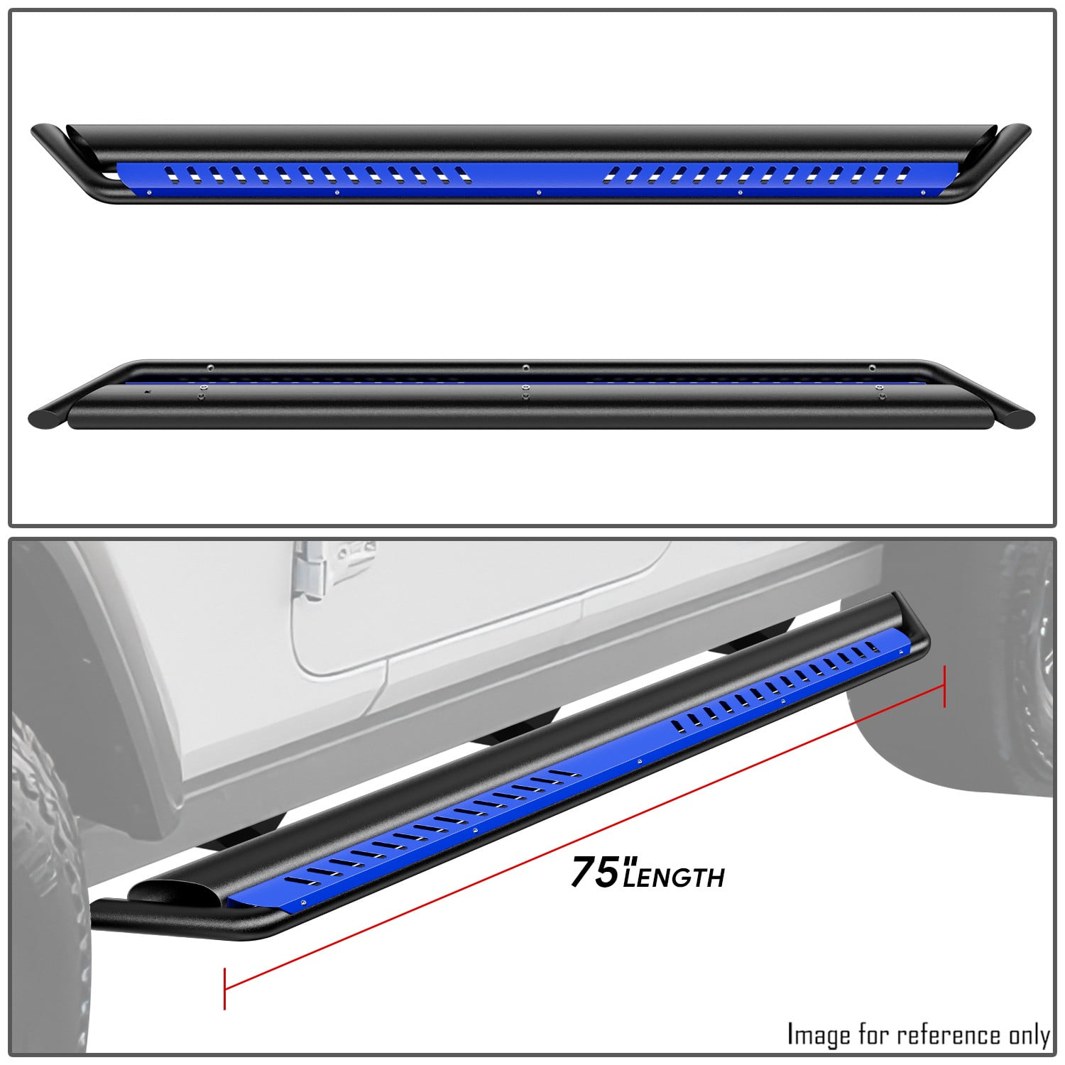 Nuvision for 18-24 Jeep Wrangler JL Side Nerf Bar Running Board W/Blue Dropped Step Plate