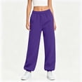 thumbnail image 4 of Jogger Pants for Women Casual High Waisted Baggy Sweatpants Solid Color Soft Track Pants with Pockets Purple L, 4 of 9