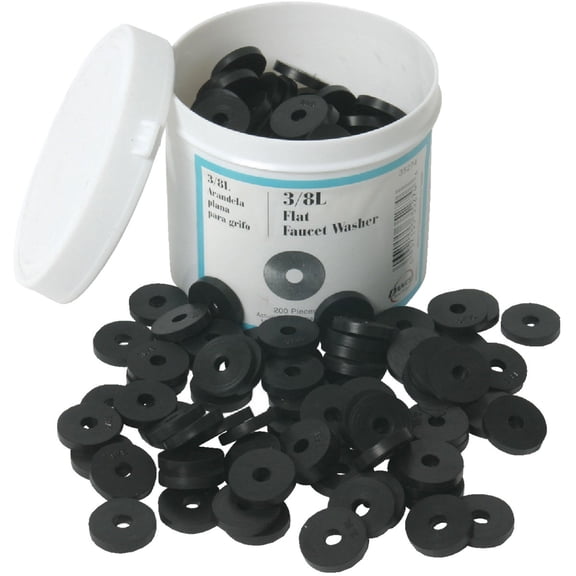Danco 35274 3/8L 11/16-Inch OD Flat Faucet Washer, Jar of 200 , Black