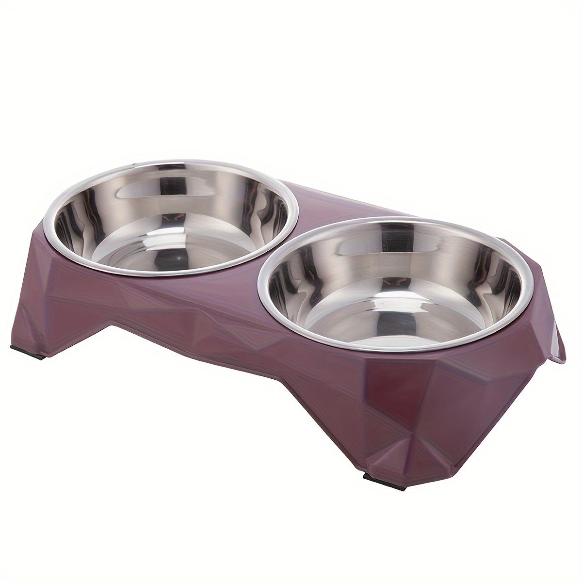Stainless Steel Pet Double Bowl Upgraded Diamon Pattern Large Capacity Food Bowl for Dog Cat Non-slip Pet Water Feeder Bowls