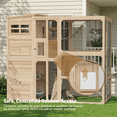 thumbnail image 3 of Large Catio Outdoor Cat Enclosure, Wooden Cat Cage Indoor Playpen for Multiple Cats with Waterproof Roof,Platforms, Resting Box, Bridges, Hammock, Ladder,76"L x 36"W x 69"H, 3 of 8