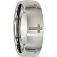 thumbnail image 4 of Titanium Brushed Cross Laser Design 8mm Band (Size 9) Made In China tb26d-9, 4 of 5