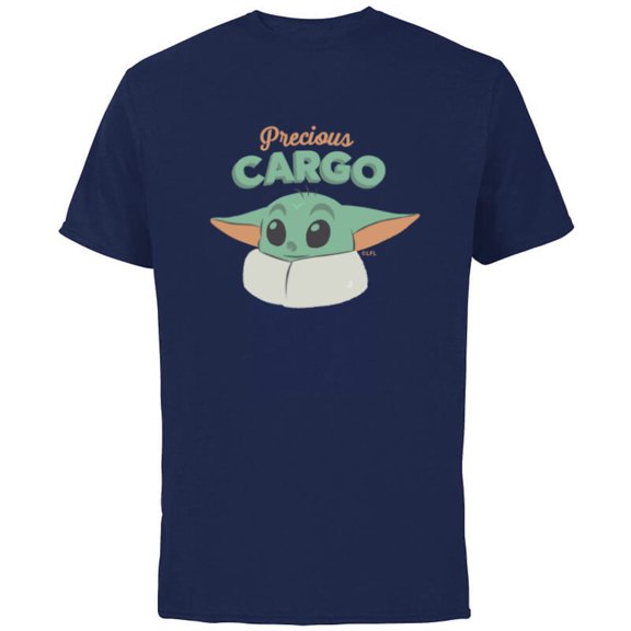 Star Wars The Mandalorian Grogu Precious Cargo - Short Sleeve Cotton T-Shirt for Adults - Customized-Navy
