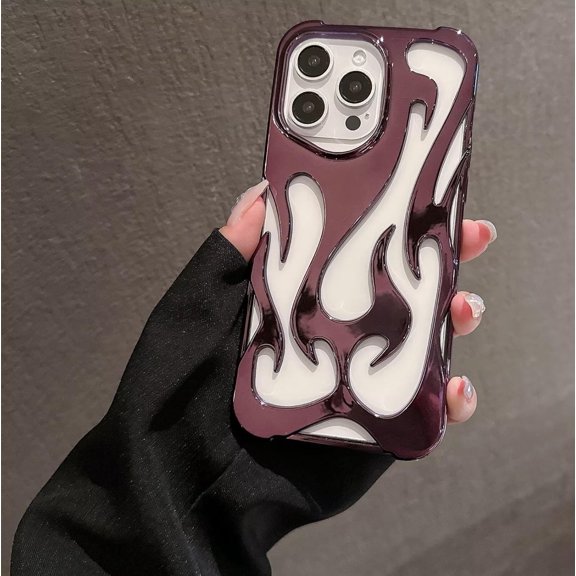 Case For iPhone 16 Pro Max,Electroplate Glossy Flame Shape Hollow Heat Dissipation Unique Luxury Design Protection Shockproof Women Girls Phone Case For iPhone 16 Pro Max,6.9 inch 2024 (DD Purple)
