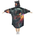thumbnail image 2 of FORMRS Wearable Blanket Hoodie with Sleeves for Kids Cozy Flannel Sweatshirt, Black Astronaut, 2 of 7