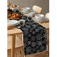 thumbnail image 6 of Black Snowflake Christmas Burlap-Cotton Table Runner 36 Inches Long,Xmas Snowflake Vintage Farmhouse Table Runners,Outdoor Dining Tablecloths Decor for Baby Shower Party Wedding 13x36, 6 of 9