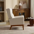 thumbnail image 3 of LUCKHAO High Back Upholstered Mid Century Modern Accent Chair, Cozy Accent Chair with Wood Legs ,Single Sofa Chair Arm Chair for Living Room/Bedroom/Reading Room ﻿, 3 of 12