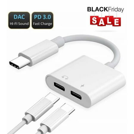 Black Friday / Cyber Monday Deal!USB C Splitter, Dual USB C Audio and Charger Adapter for Pixel 2/2 XL/3/3 XL,Galaxy Note 10/10+, Macbook/iPad Pro,Huawei Mate 10/20 Pro, Xiaomi and