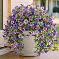 thumbnail image 4 of Decoración artificial de enredadera violeta, flor falsa realista de ratán para interior y exterior, jardín, porche, patio, colgante de pared, decoración de flores artificiales, 4 of 8