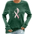 thumbnail image 2 of EchfiProm Womens Tops Long Sleeve Breast Cancer Pullover Fall Green Relaxed Fit T-Shirt for Ladies, 2 of 4