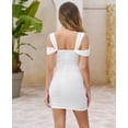 thumbnail image 3 of Minivestido XinFsh Summer con pliegues fruncidos en forma de corazón blanco, 3 of 5