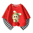 thumbnail image 2 of Toddler Girl T-Shirt Striped Patchwork Long Sleeve Tees Spring Tops 2-11 Years Valentines Day Tshirts (2-3 Years, Red 01), 2 of 3