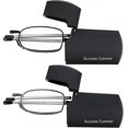 thumbnail image 2 of Reading Glasses 2 Pair Black And Gunmetal Readers Compact Folding Unisex Glasses For Reading Case Included, 2 of 5