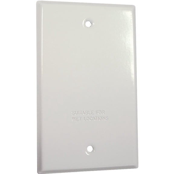 Bell Outdoor Blank Wall Plate Weatherproof Single Gang Switch Cover - 1 Gang, White