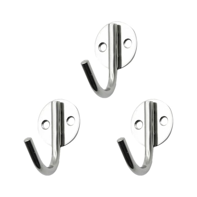 Ganchos de pared de fijación de acero inoxidable, gancho redondo sólido para toalla de baño (plateado), 3 uds.