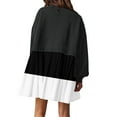 thumbnail image 4 of Elainilye Fashion Dresses for Women 2024 Casual Sweatshirt Long Sleeve Dress Round-Neck Ladies Patchwork Mini Dresses,Black, 4 of 6