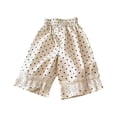 thumbnail image 5 of SGMVNU Little Girls Dots Cotton Pants with Ruffle Lace Lightweight Summer Casual Elastic Waist Barrel Trousers, Size 5-6 Years, Beige-Dots, 5 of 6