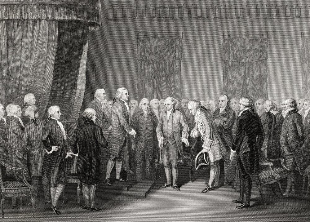 M Gerard The French Minister Introduced To The Continental Congress 1778 Conrad Alexandre Gerard 1729-1790 From A 19Th Century Print Engraved By Rogers After Chapin Canvas Art - Ken Welsh Design Pics