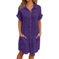 thumbnail image 2 of Lkhaha Womens Swimsuit Coverup Shirt Mini Dress&nbsp;Solid Button Down Bathing Suit Cover Up Summer Beach Bathing Suit Purple M, 2 of 6