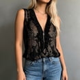 thumbnail image 5 of Boho Tank Tops for Women Summer Lightweight Mesh Half Zip Ruffle V Neck Sleeveless Shirt Casual Blouse, 5 of 6