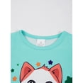 thumbnail image 3 of WIBACKER 3-12Y Girls Pajamas Set Kids Cat Sleepwear 2 PCS Short Sleeve Top and Shorts Pants for Toddler Girls Summer Jammies, 3 of 11