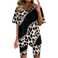 thumbnail image 2 of Ensembles de Sport pour Femmes 2 Pcs Mode Blouse Col en V Manches Courtes Hauts Shorts Ensemble Décontracté Ensembles Deux Pièces pour Femmes en Solde, 2 of 4