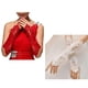thumbnail image 2 of Women Wedding Satin Long Gloves Opera Fingerless Lace Glitter Sequins Solid Color Wedding Party Elbow Length Mittens White, 2 of 5