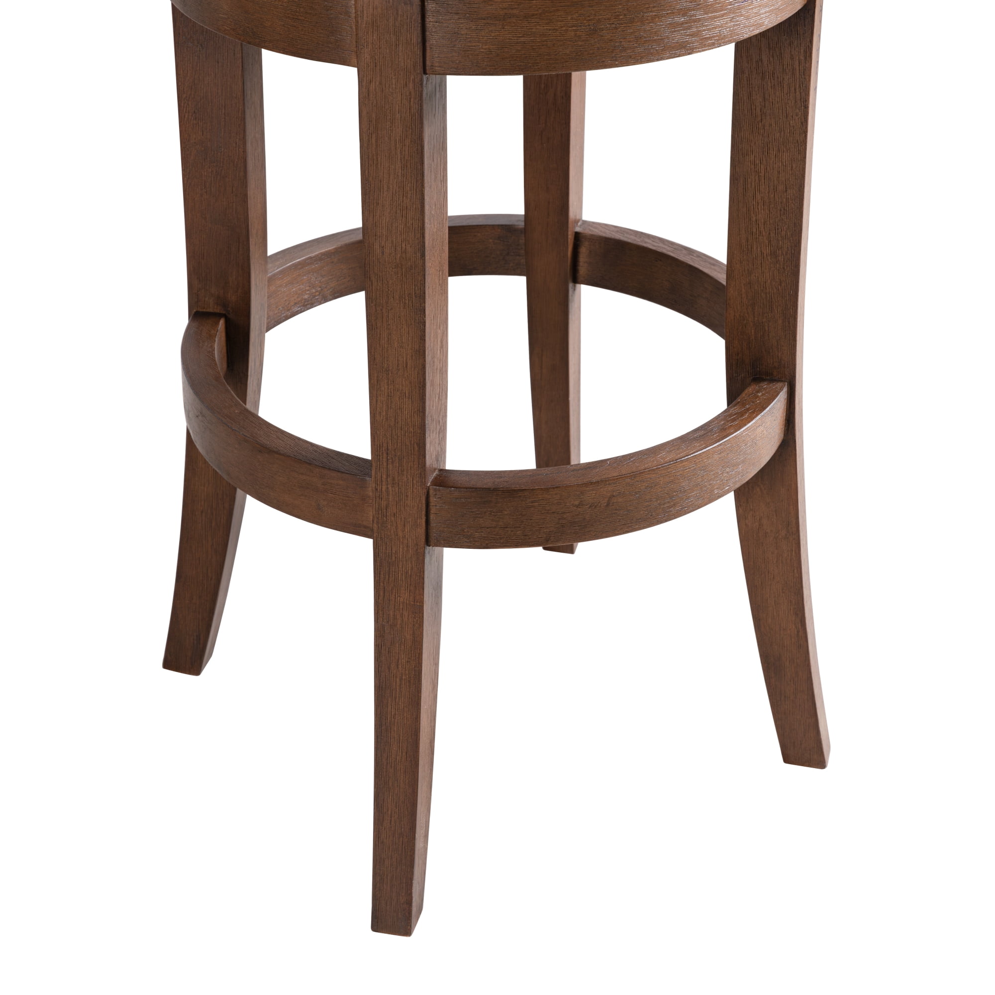 Mystic Brown Solid Wood Upholstered 30" Bar Height Swivel Barstool with Ancient Stone Fabric Seat - Set of 3