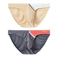 thumbnail image 2 of TANBOM Men's Bulge Enhancing Briefs Nylon Underwear Apricot/Gray M 2-Pack, 2 of 6