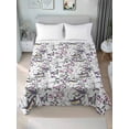 thumbnail image 2 of Full Size Flat Sheet Only, Spring Botanical Birds Soft Brushed Microfiber Bed Sheets, Garden Floral Twigs Farmhouse Hotel Quality Breathable Bedding Top Sheet, Easy Care, 66"x102", 2 of 9