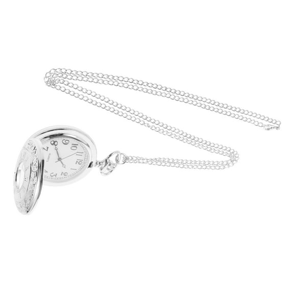 ULTNICE Roman Number Pocket Watch Creative Pocket Watch Silver 1Pack Dual Display
