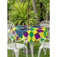 thumbnail image 3 of Outdoor Tablecloth with Umbrella Hole for Patio/Picnic/Party/Camping, Green Purple Plaid Waterproof Table Cloth Round Cover Washable, Modern Geometric Minimalist Checkered (Dia 60"), 3 of 8