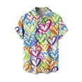 thumbnail image 2 of Short Sleeve Shirts for Men Valentine's Day Print Button Collared Blouses Loose Mens Tops, 2 of 5