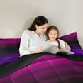 thumbnail image 4 of jejeloiu Geometric Lines Pattern 7-Piece Bedding Comforter Set,Neon Striped Stripe King Bedding Sets,Pink Black Purple Bed Sheets For Teens,Microfiber Bedroom Decor Reversible, 4 of 8