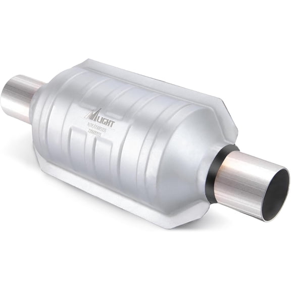 Nilight 2.25" Inlet/Outlet Catalytic Converter with O2 Port and Heat Shield,2.25 inches Universal Cat for Chevy Dodge Ford Mitsubishi Buick Chrysler GMC Jeep