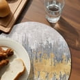 thumbnail image 3 of Yellow Grey Abstract Round 13 Inch Placemats Set of 6, Gradient Geometric Graffiti Modern Art HeatResistant Non Slip Place Mats for Dining Table, Wipeable Braided Kitchen Table Mats for Housewarming, 3 of 9