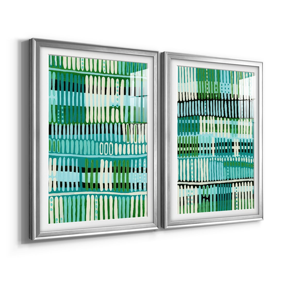 Wexford Home Teal Pattern I Premium Framed Print, 18.5" x 24.5" - Ready to Hang, Silver (Set of 2)
