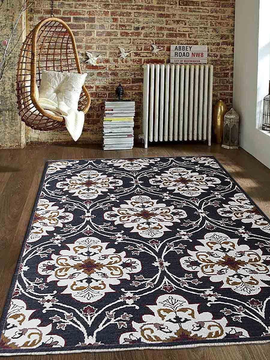 Rugsotic Carpets Hand Knotted Sumak Wool 6'x9' Area Rug Floral Black