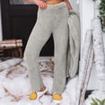 thumbnail image 2 of BKQCNKM Straight Leg Pants for Women Fleece Lined Pants Women Lounge Pants Women Sweatpants Elastic High Waist Solid Color Thermal Full Length Winter Pants Casual Pants Gray M, 2 of 7
