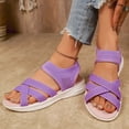 thumbnail image 4 of Beach Sandals for Women Breathable Mesh Stretch Strappy Thick Soft Sole Slip on Athletic Walking Shoes Open Toe Lightweight Flat Shoes Purple Size 10.5, 4 of 6