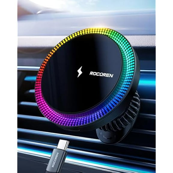 for MagSafe Car Mount Charger, 15W Magnetic Wireless Car Charger, Magnetic Phone Holder for Car, for iPhone Car Accessories Car Phone Holder Mount for Air Vent, Fits iPhone 16/15/14/13/12