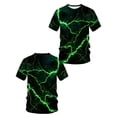 thumbnail image 5 of Men's Casual Short Sleeve T-Shirt with 3D Lightning Print, Two-tone Geometric Design Crew Neck - Sweatshirt, Long Sleeve Hoodie, Fashion Men's Clothing, 5 of 6